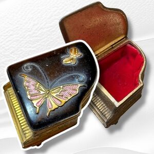 Vintage Miniature grand piano trinket box enamel, velvet lined Japan